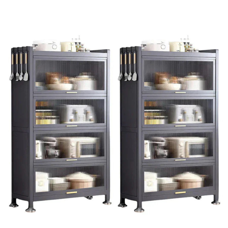 2-Piece Multifunctional Steel Cabinet Set